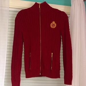 Vintage Ralph Lauren 🍁🐞🌅Women -perfect condition gold crest full zip-up sweater
